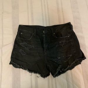 Black high waisted distressed shorts